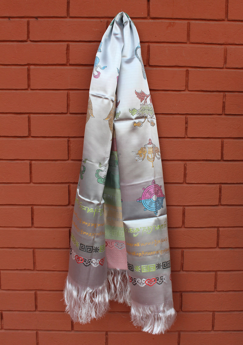 Eight Auspicious Symbol Silk Offering Khata