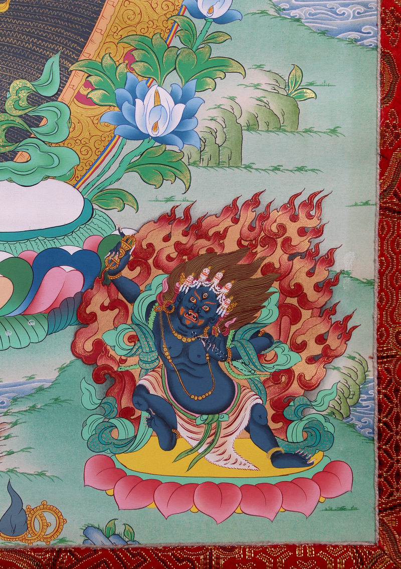 Thousand-Armed Avalokiteshvara Brocade Thangka Painting – Compassion Embodied in Art