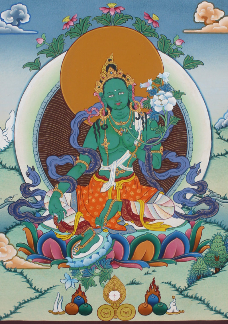 Green Tara  Deity Thangka Painting