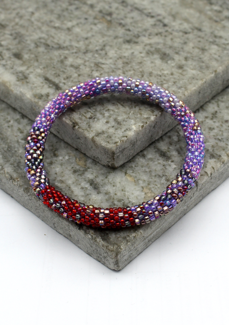 Purple Rain Roll on Beads Bracelet