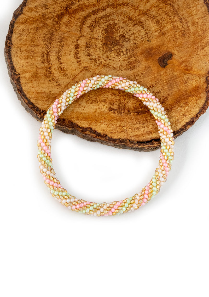 Mint Blush Nepalese Roll Bead Bracelet