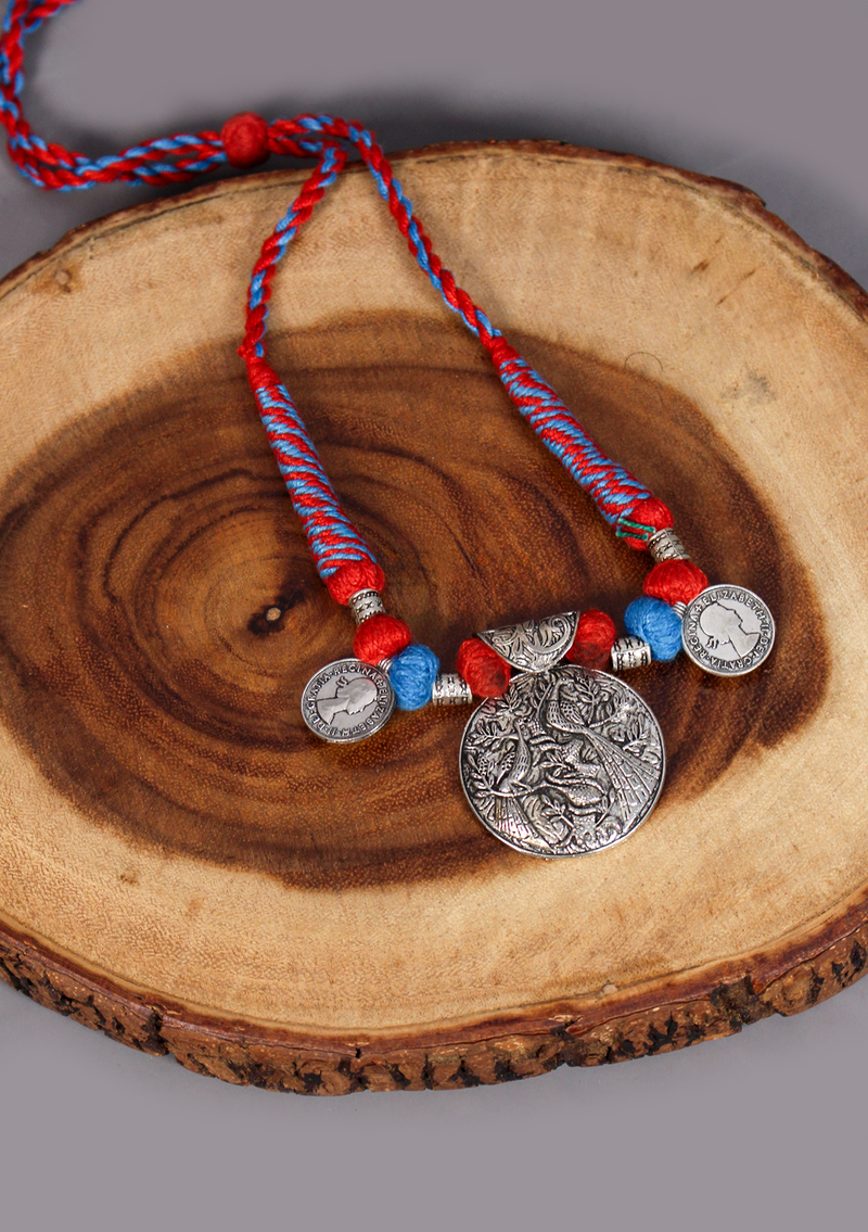Elegant White Metal Tribal Style Mayur/ Peacock Pendant from Nepal