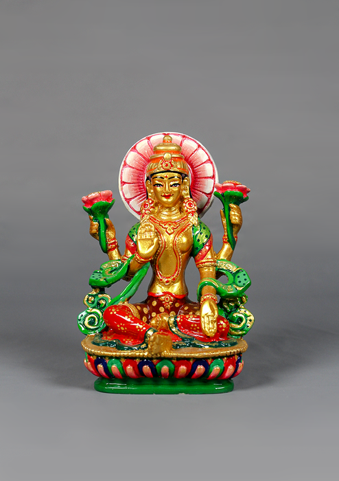 Hand Painted Resin Laxmi Statue 5.25"