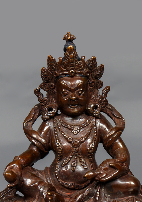 Copper Oxidized Dzambala Statue 6.5"H