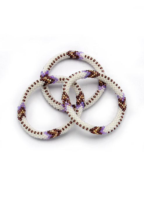 Stripey  White  Mixed Beaded Bracelet for Kids – Handmade in Nepal