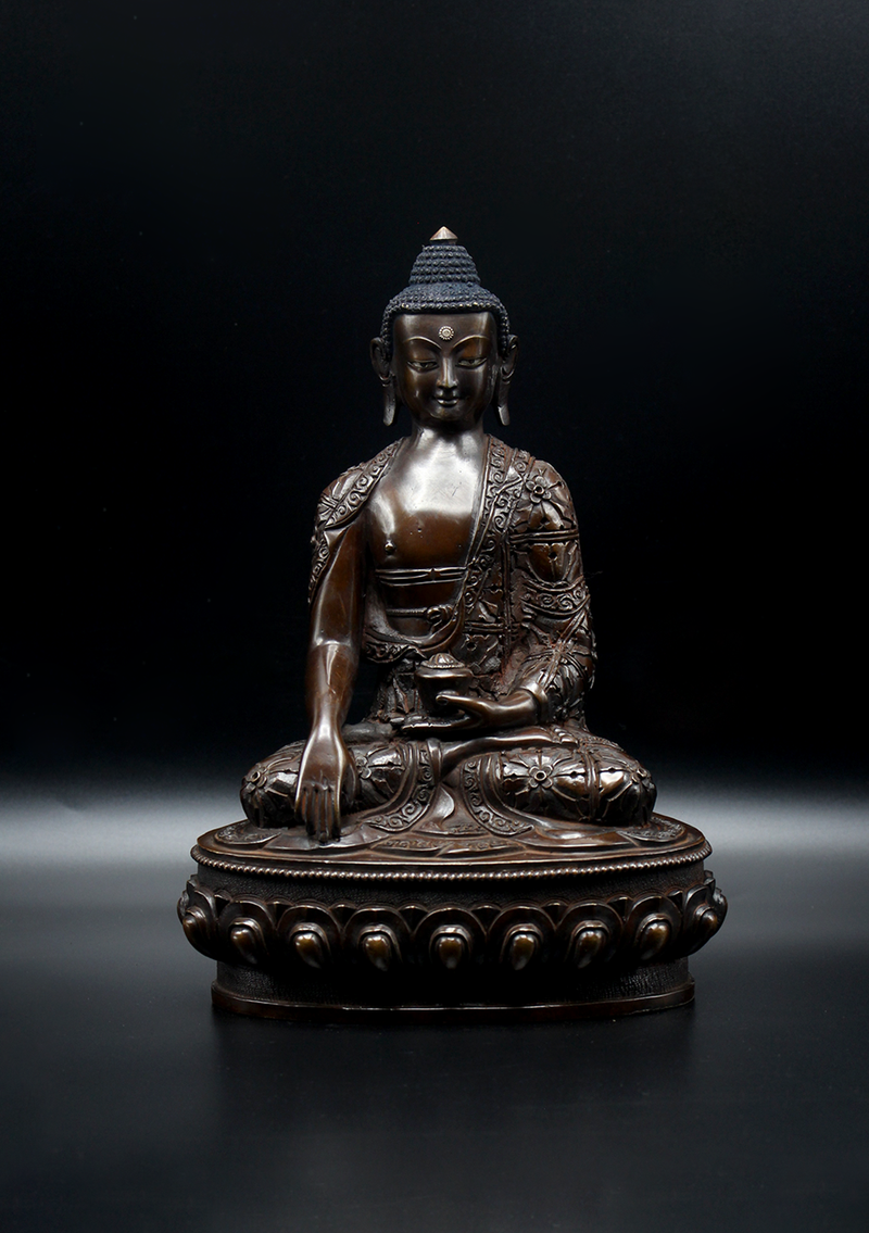 Copper Shakyamuni Buddha Statue 9"H