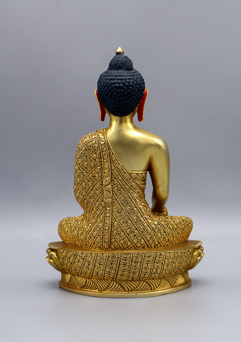 Fully Gold Plated Shakyamuni Buddha Statue 8"H
