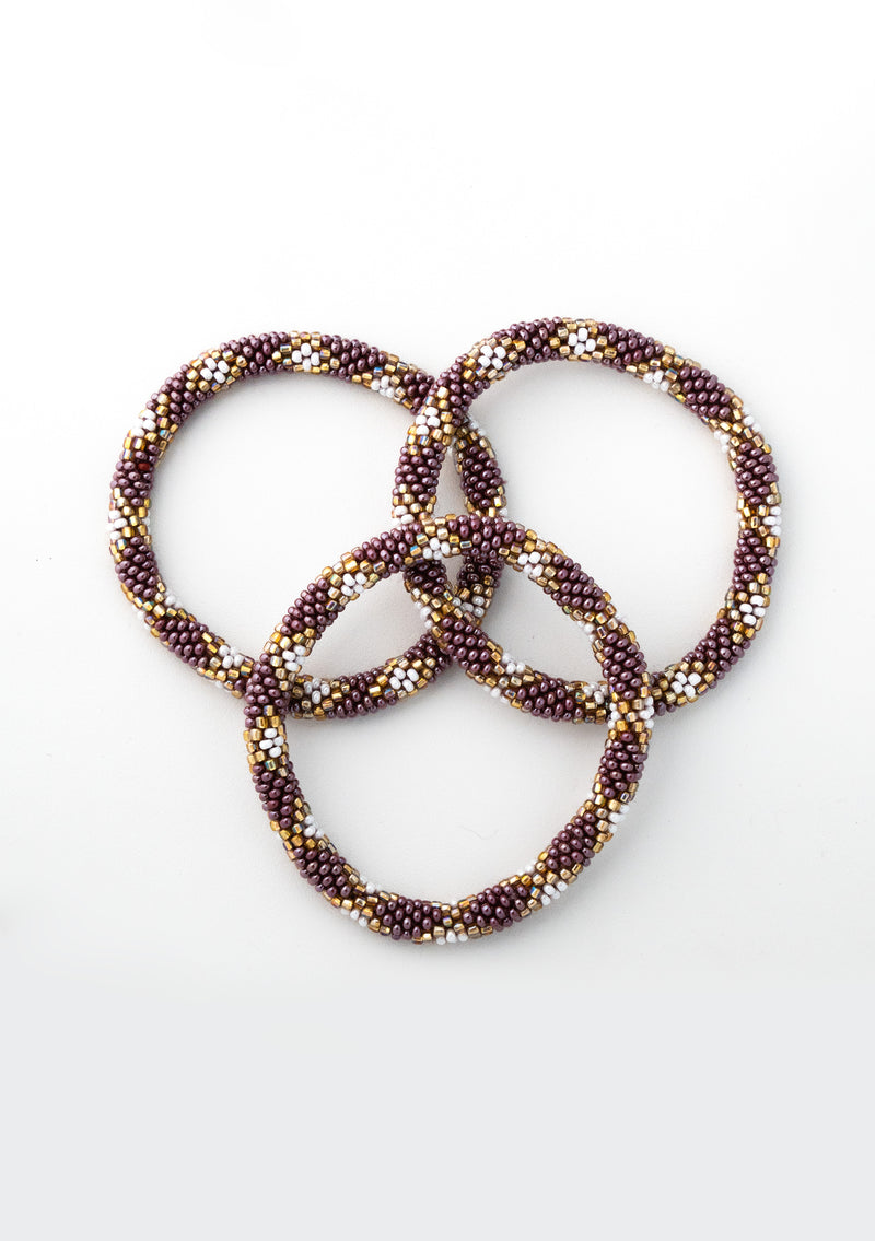 Velvet Plum Nepalese Roll Bead Bracelet