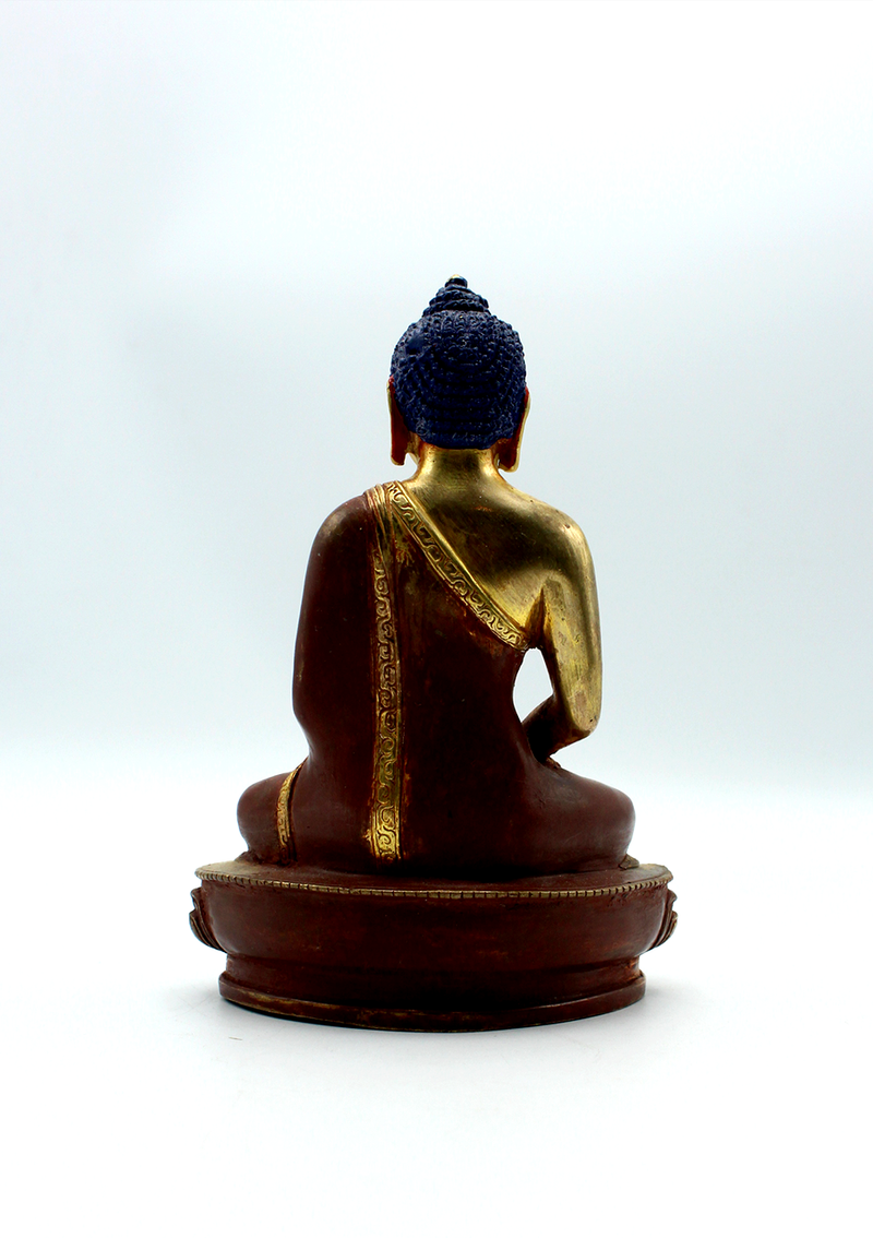 Partly Gold Plated Copper Amitabh Buddha Statue