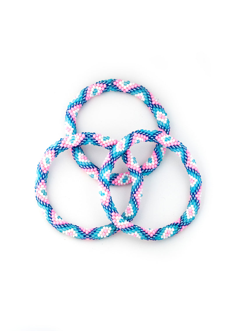 Cotton Candy Waves Nepalese Roll Bead Bracelet