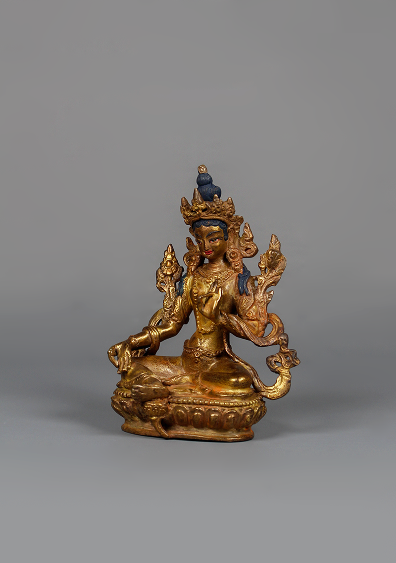 Antique Style Green Tara Statue 5.75" H