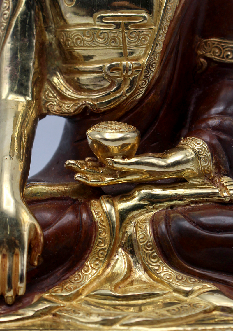 Shakymuni Buddha Gold Plated Statue 8" H