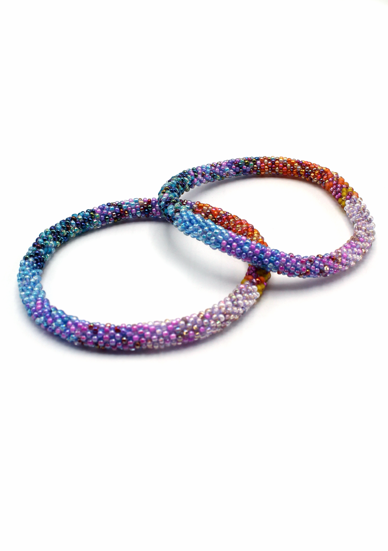 Purple  Orange Beaded Anklet – Trendy Foot Jewelry