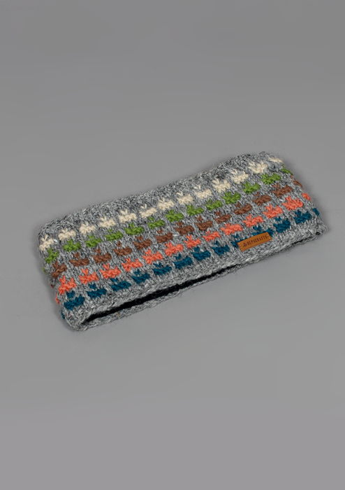 Beautiful Multicolor Handknitted Headband- Gray