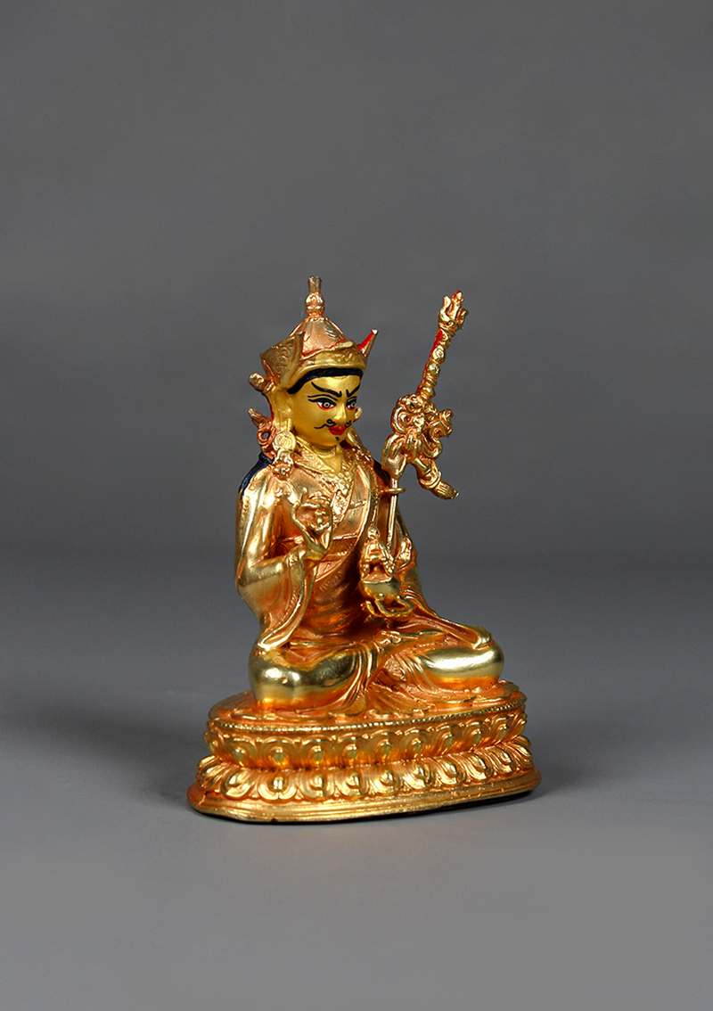 Fully Gold Electroplated Guru Rinpoche Statue 4"
