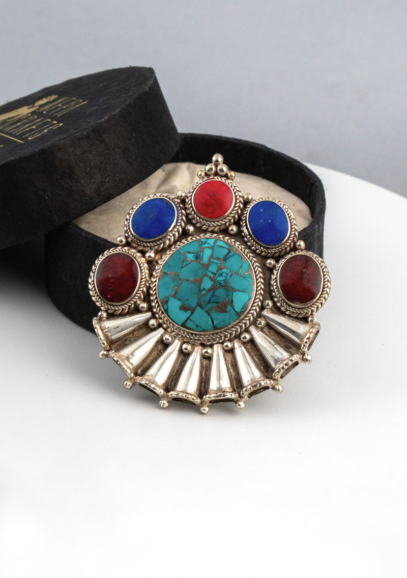 925 Sterling Silver Himalayan Mosaic Pendant
