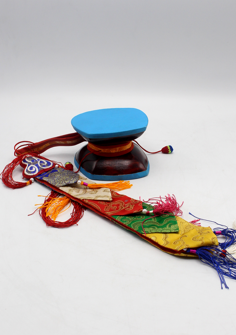 Hand Painted Ritual Wooden Chod Drum Damaru