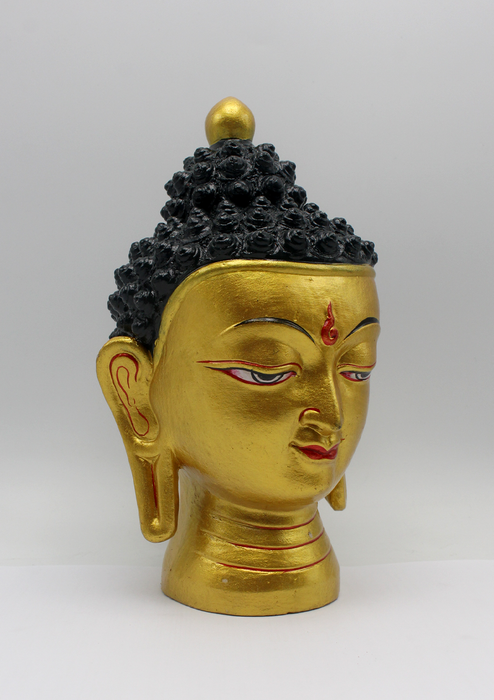 Hand-Painted Clay Buddha Head Medium 8.8" H