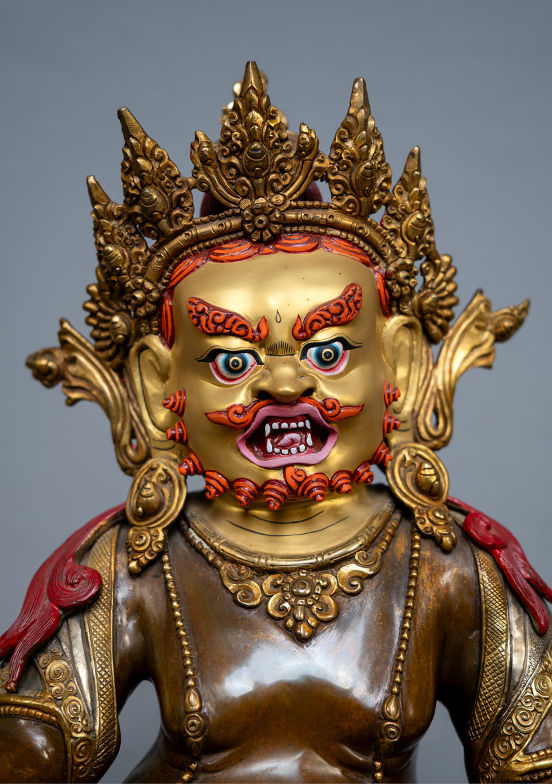 Partly Gold Plated Dzambhala Statue 16"H