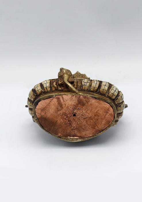 Stone Inlaid Copper Green Tara Statue 6"H (3)