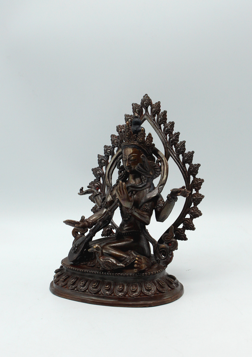 Copper Oxydized Saraswati Statue