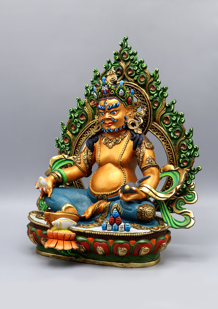 Gold Plated Jambala Painted Statue by Archana Shakya