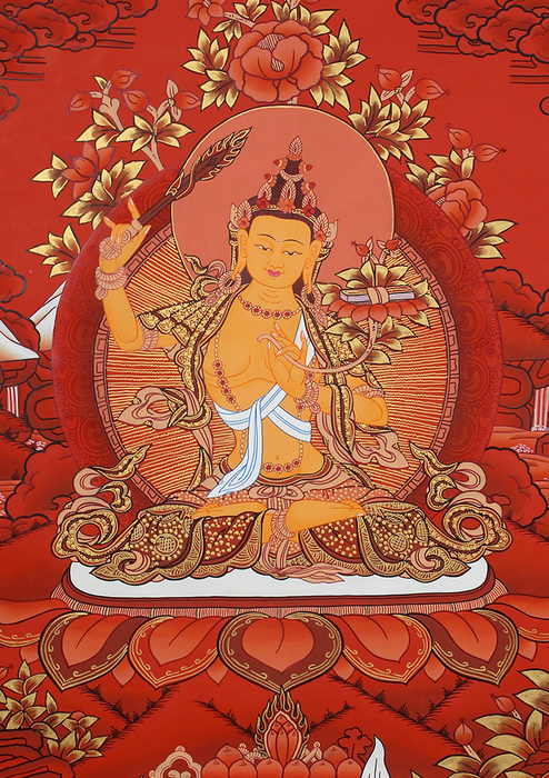 Manjushree Red  Thangka Painting