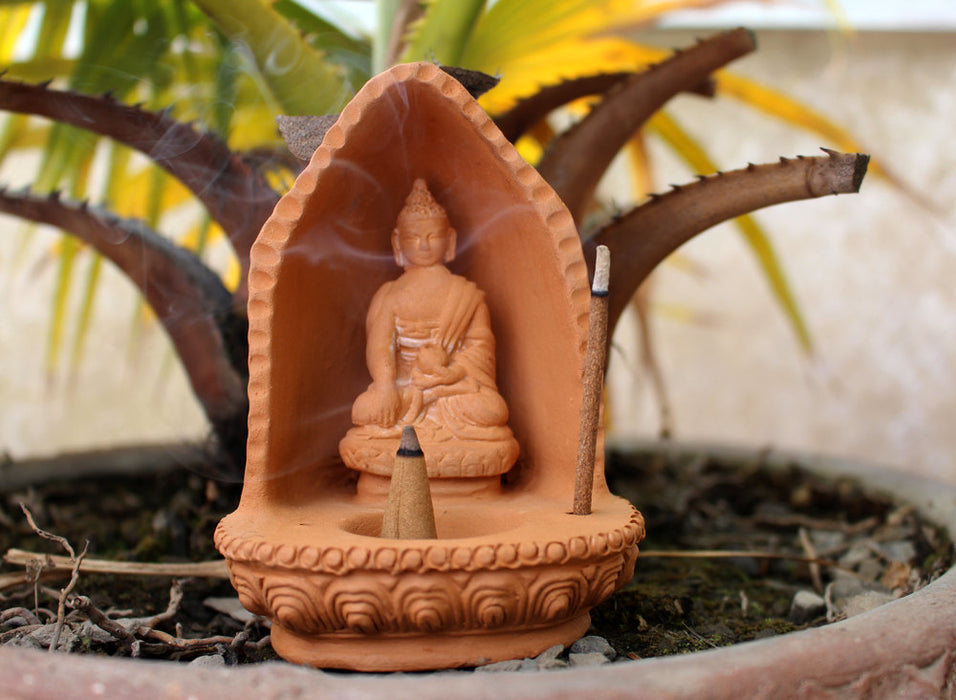 Terracotta Shakya Muni Buddha Incense Burner