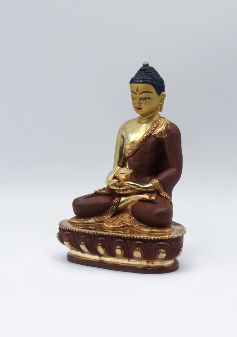 Partly Gold Plated Amitabha Buddha Statue 5.5" H