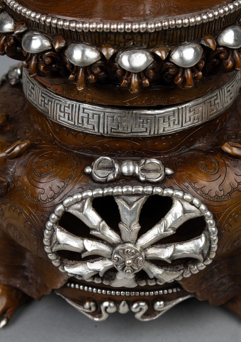 Silver  Plated Copper Vajradhaka Statue 12.5"H