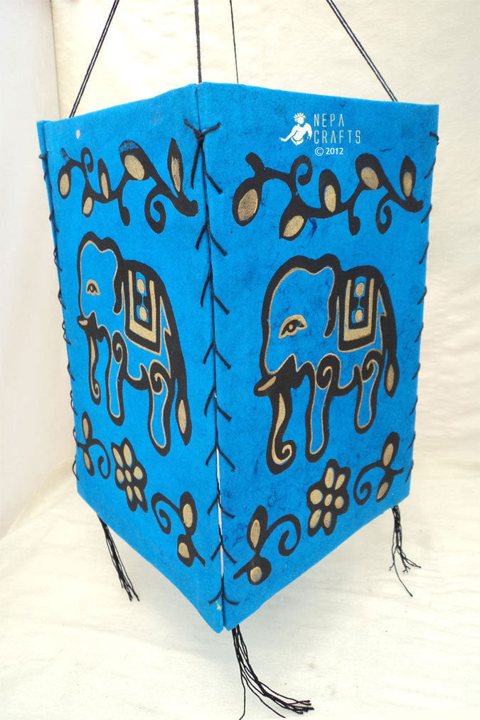 Elephant Print Lokta Paper Lamp Shade