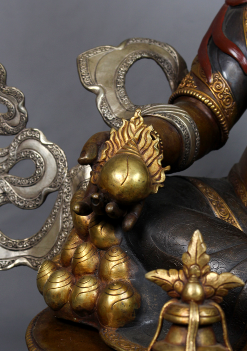 Large 2 ft Partly Gold-Plated Dzambala Statue – Handcrafted Tibetan Buddhist Wealth Deity Sculpture