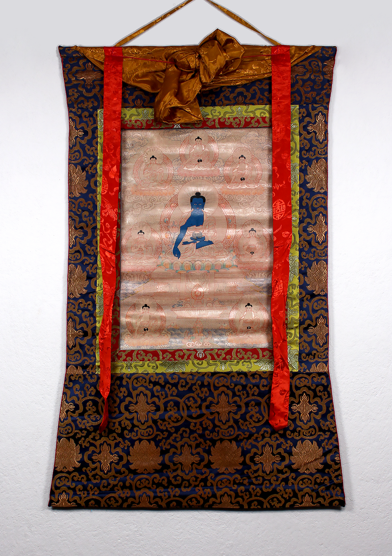 Medicine Buddha Brocade Thangka Painting