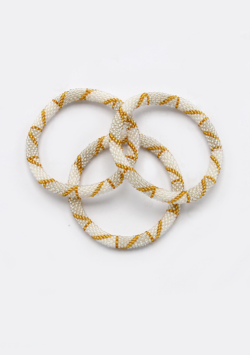 Roll on Beads White Gold Stripe Roll Bracelet - NEW BATCH