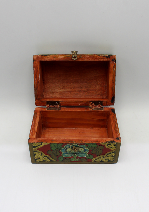 Handpainted Tibetan Wooden Optical Box with Double Dorjee- Medium