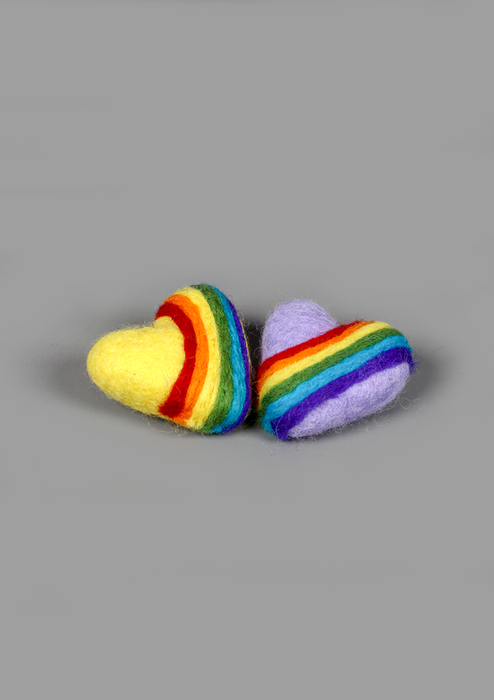 Felt Woolen Heart Shaped Rainbow Brooch