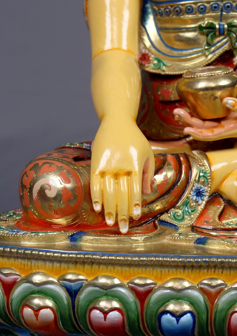 Masterpiece  Gilted Hand Painted  Shakyamuni Buddha Statue 14"