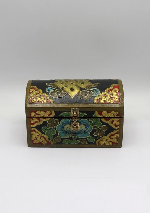 Handpainted Tibetan Wooden Optical Boxes with Endless Knot- Medium