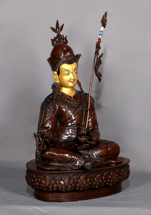 Copper Oxydized  Guru Padmasambhava Statue 19.5"H