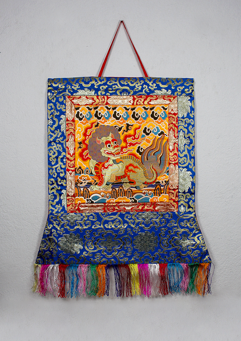 Snow Lion Brocade Wall Hanging
