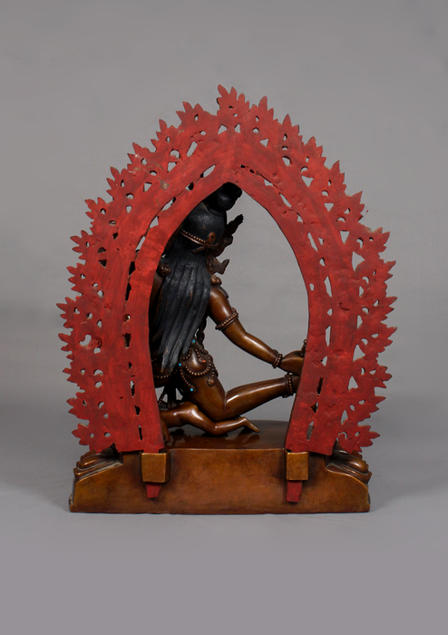 Copper Wrathful Jatadhari Jogini Statue 13" H