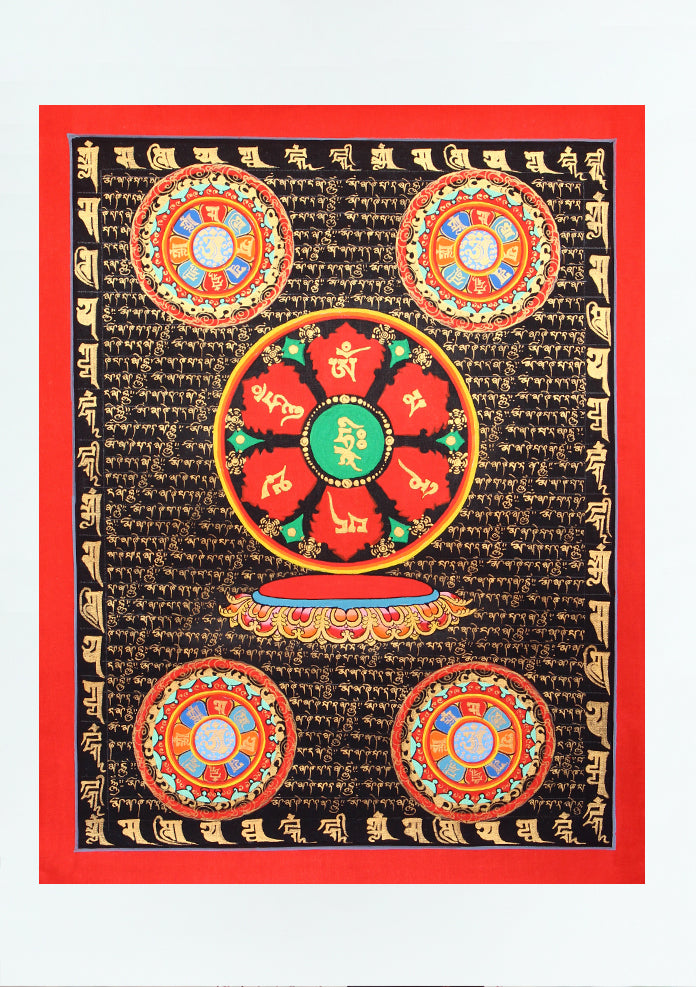 Om Mani Mantra Thangka Painting - Blue (B)