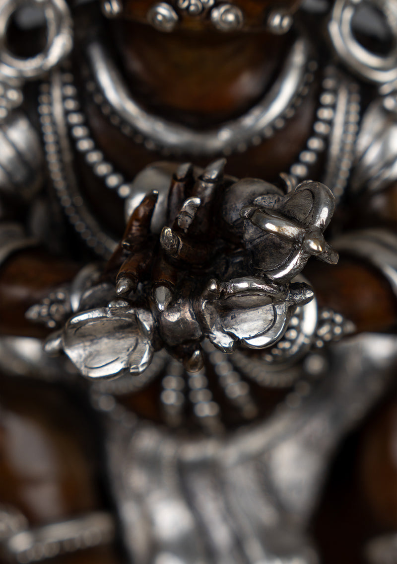Silver  Plated Copper Vajradhaka Statue 12.5"H
