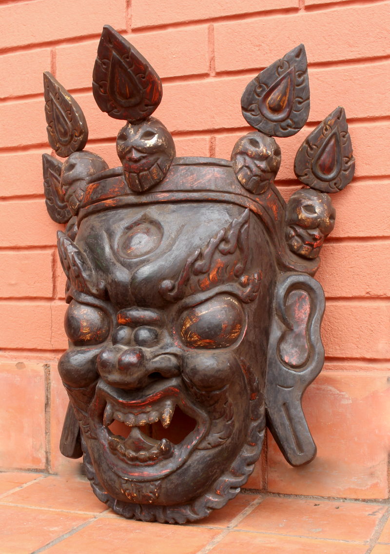 Handcarved Wooden Big Bhairab Wall Hanging Mask