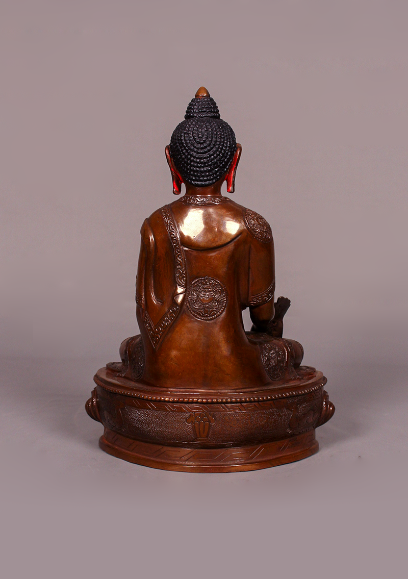 Oxidized Copper 8 Auspicious Symbol Medicine Buddha Statue