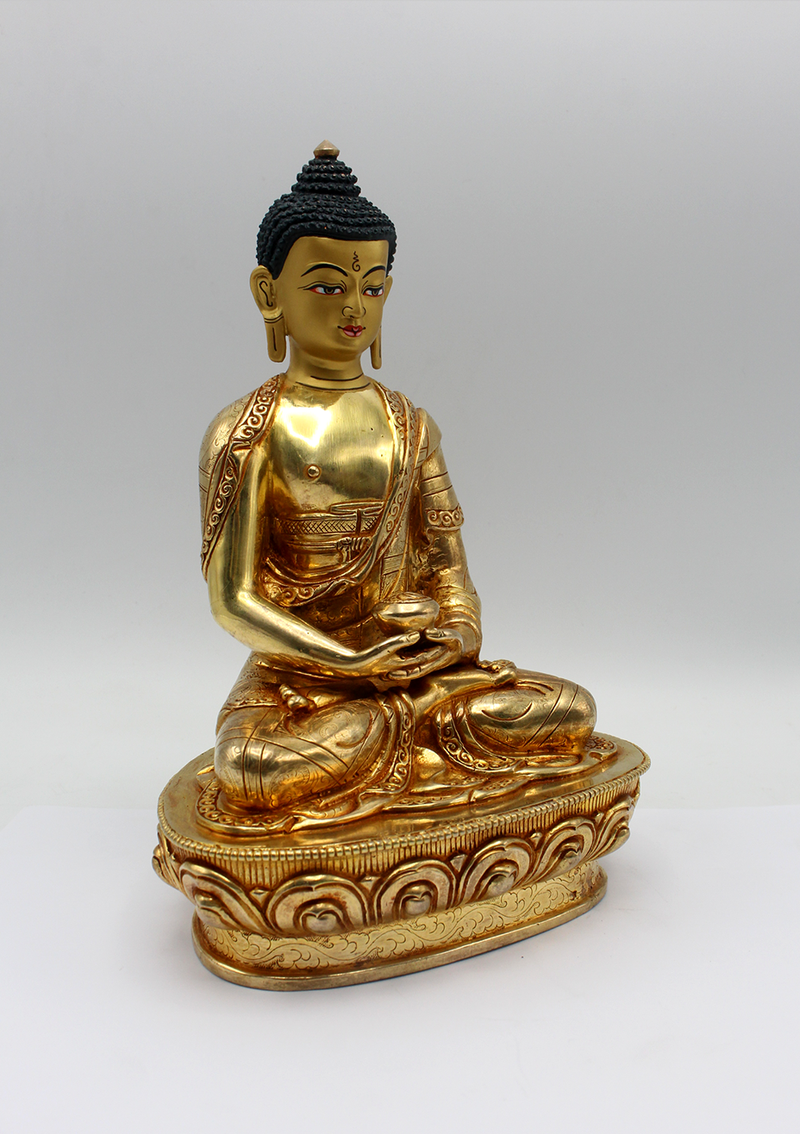 Fine  Quality Fully Gold Plated Amitabha Buddha Statue 8"