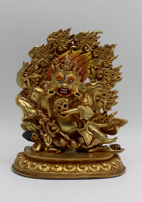 Masterpiece 24 K Gold Kajupa Mahakala 7.5"H Sculpture Buddhist Deity