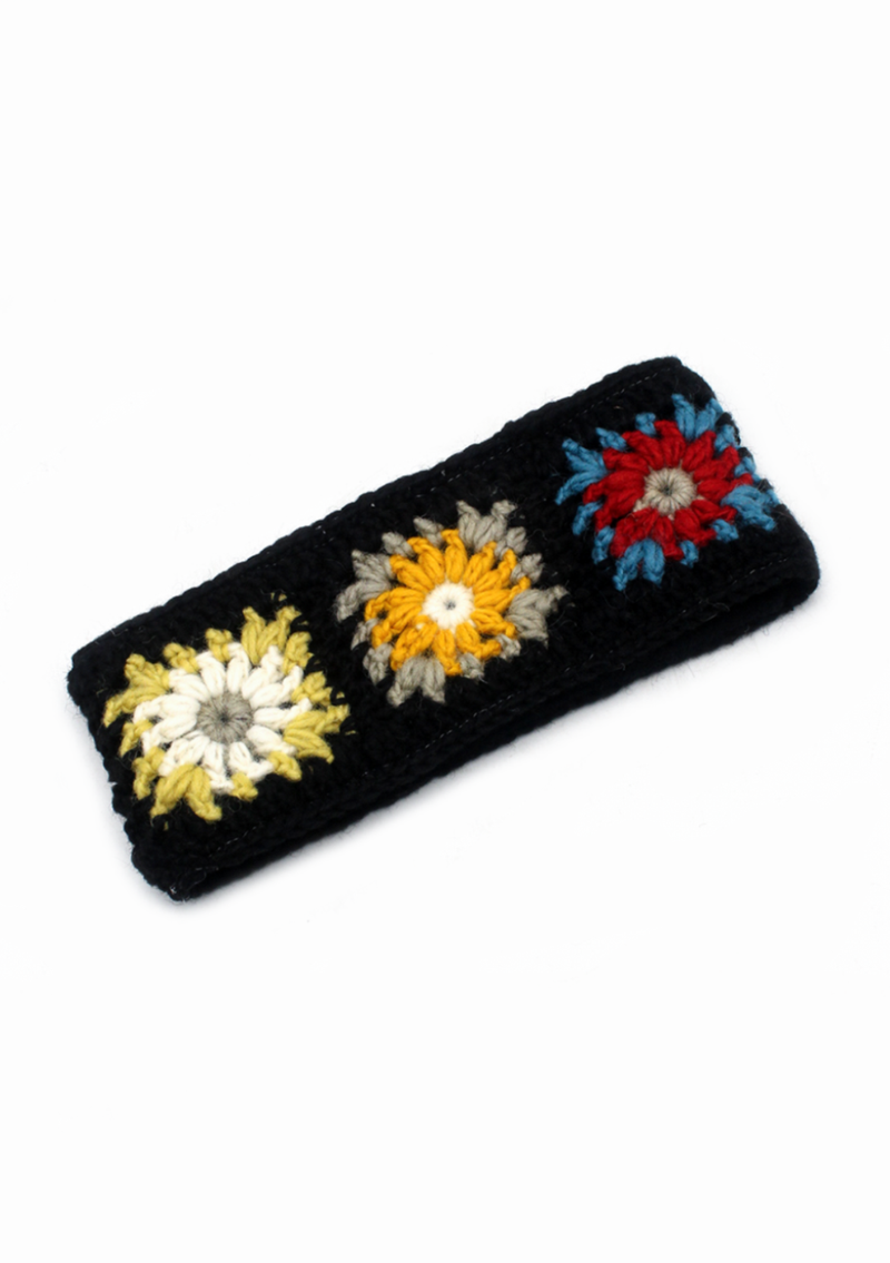 Handknitted Crochet  Winer Sherpa Flower Headband