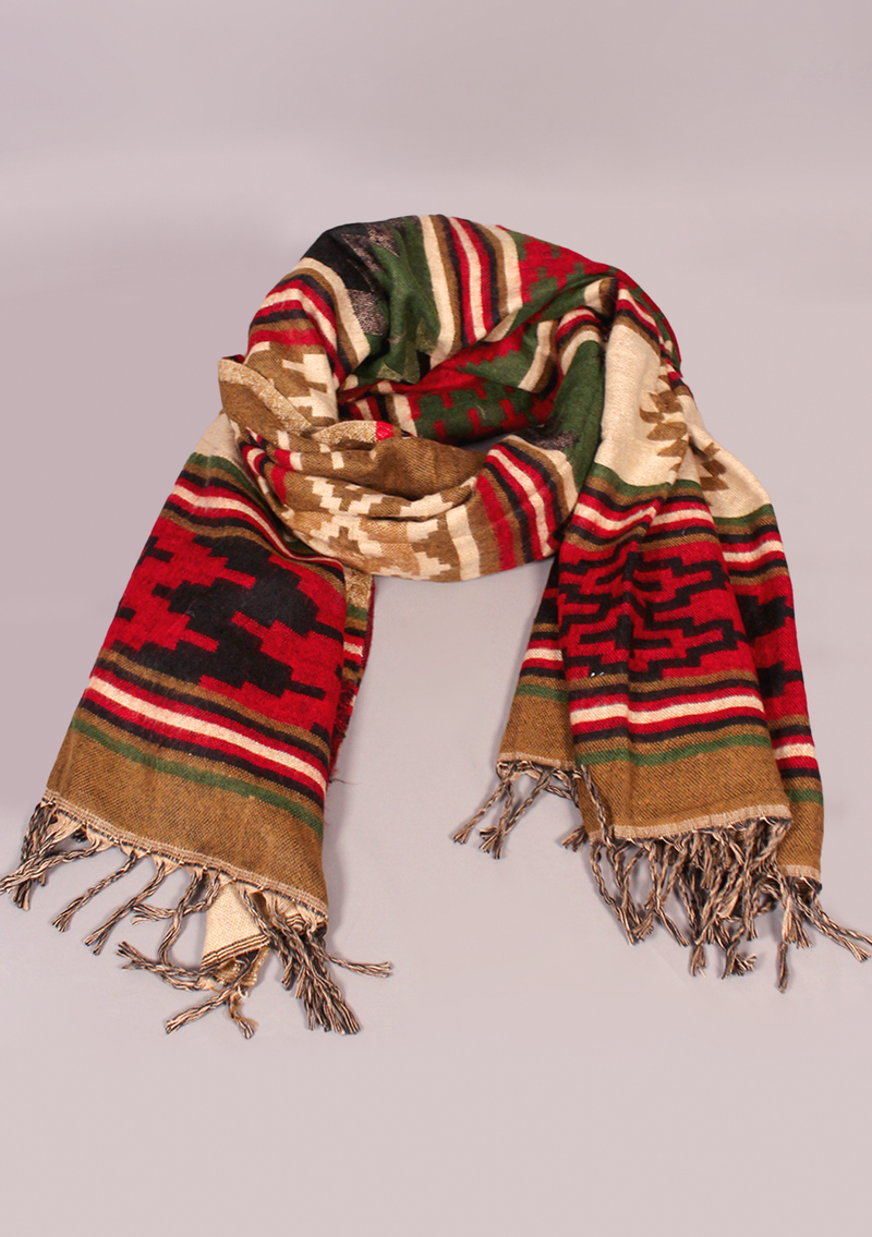 Handloomed Zigzag Pattern Woolen Shawl - Lancer
