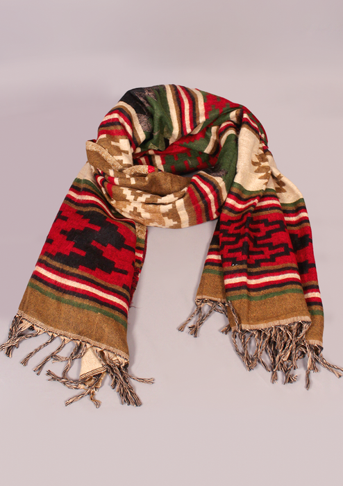 Handloomed Zigzag Pattern Woolen Shawl - Lancer